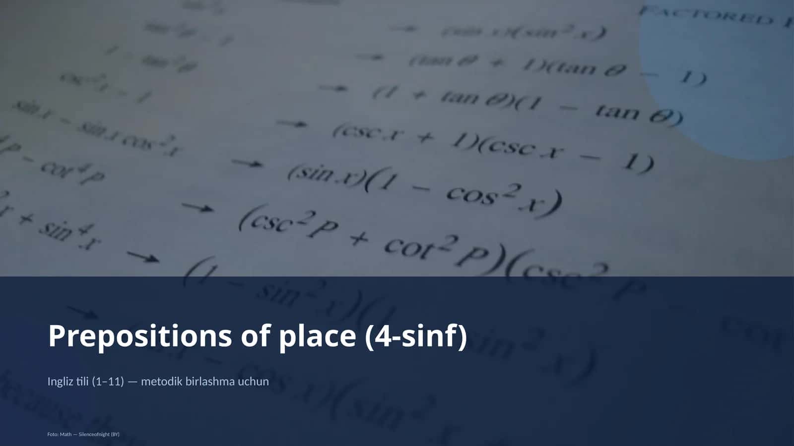 Prepositions of place (4-sinf) 1