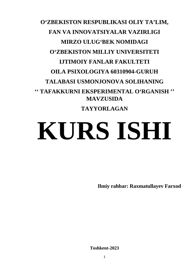 Tafakkurni Eksperimental O'rganish 1
