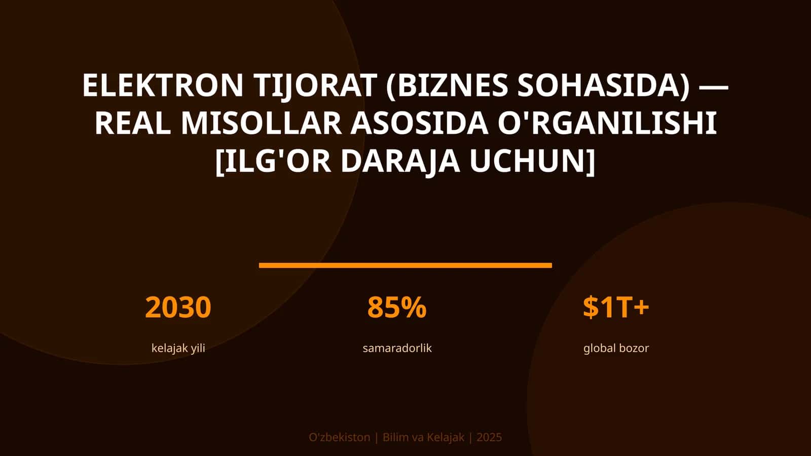 Elektron tijorat (biznes sohasida) — real misollar asosida o'rganilishi [ilg'or daraja uchun] 1