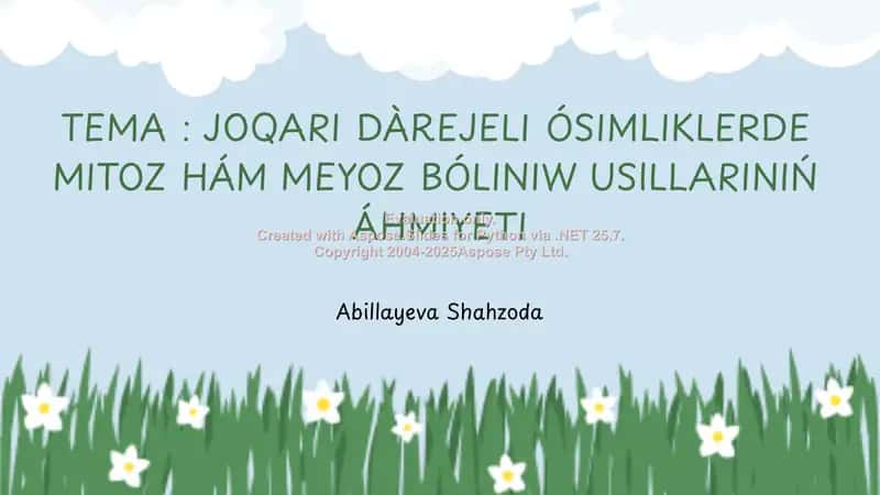 Joqarı dàrejelì ósimliklerde Mitoz hám Meyoz bóliniw usullariniń áhmiyeti 1