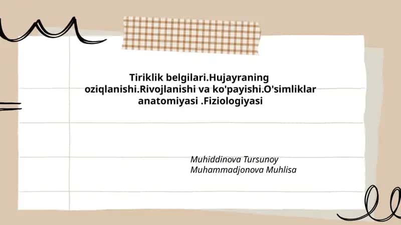 Tiriklik belgilari va ularning biologik asoslari 1