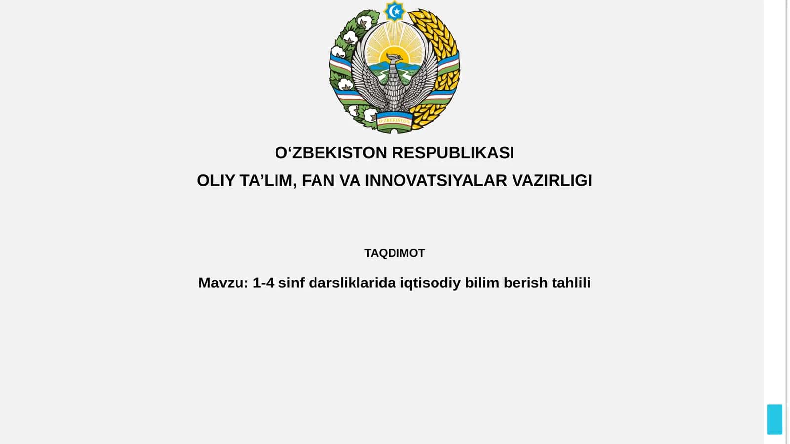 1-4 sinf darsliklarida iqtisodiy bilim berish tahlili 1