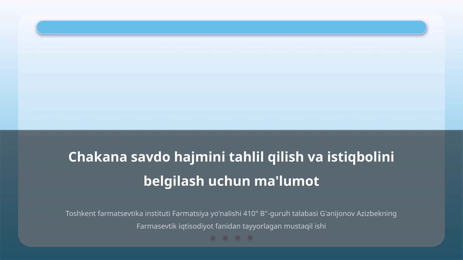 Chakana savdo hajmini tahlil qilish va istiqbolini belgilash uchun ma'lumot 1