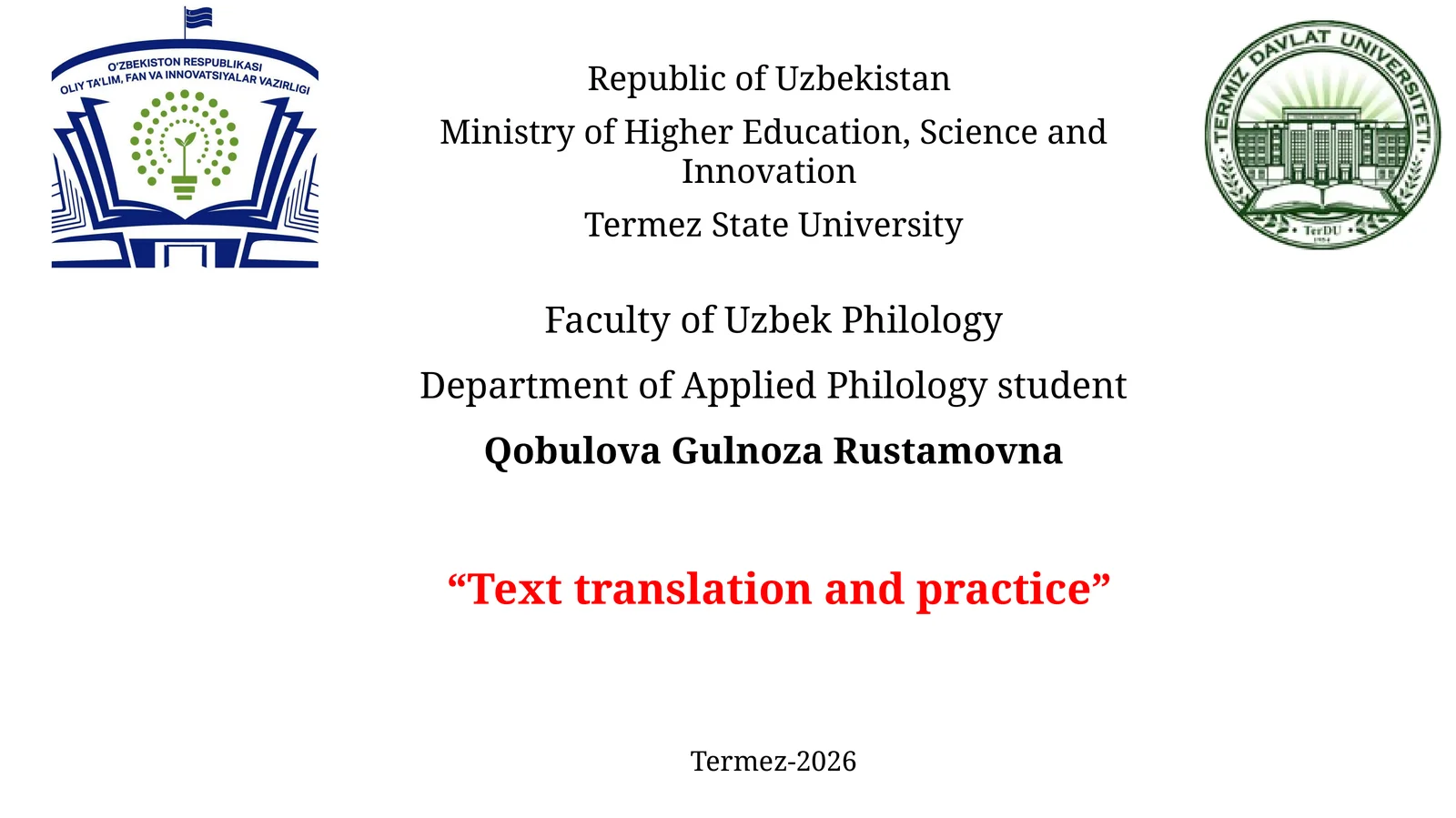 Text translation and practice 1