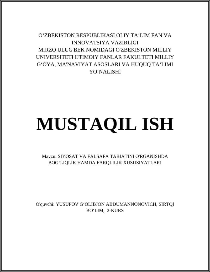 SIYOSAT VA FALSAFA TABIATINI O'RGANISHDA BOG‘LIQLIK HAMDA FARQLILIK XUSUSIYATLARI 1