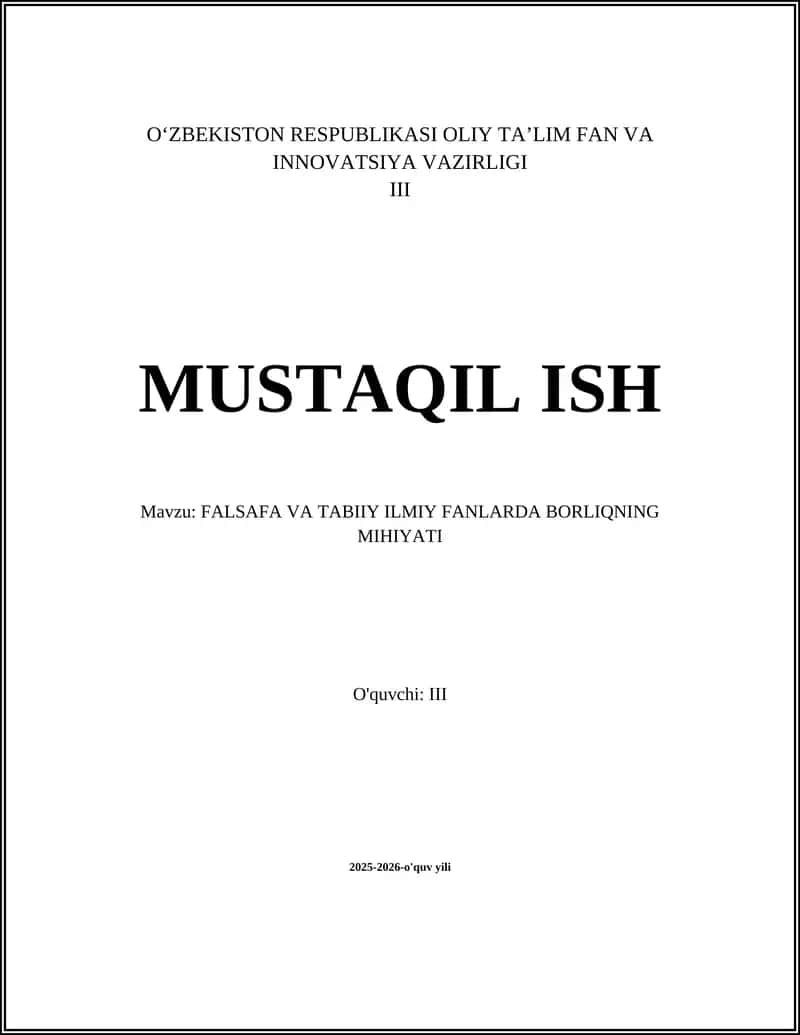 Borliq tushunchasining falsafiy ontologik asoslari 1