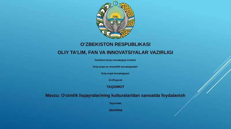 O'simlik hujayralari kulturalaridan sanoatda foydalanish 1