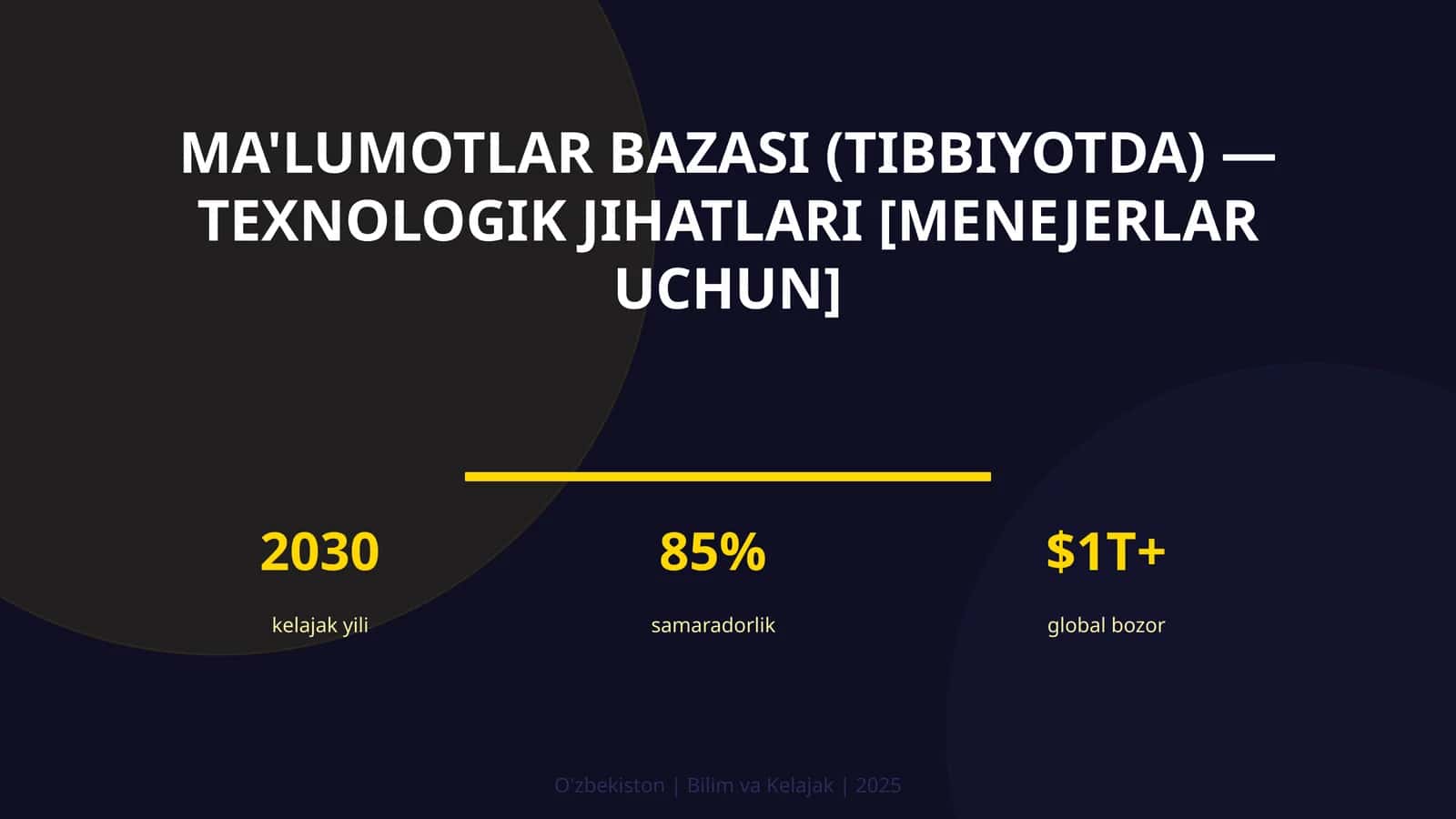 Ma'lumotlar bazasi (tibbiyotda) — texnologik jihatlari [menejerlar uchun] 1