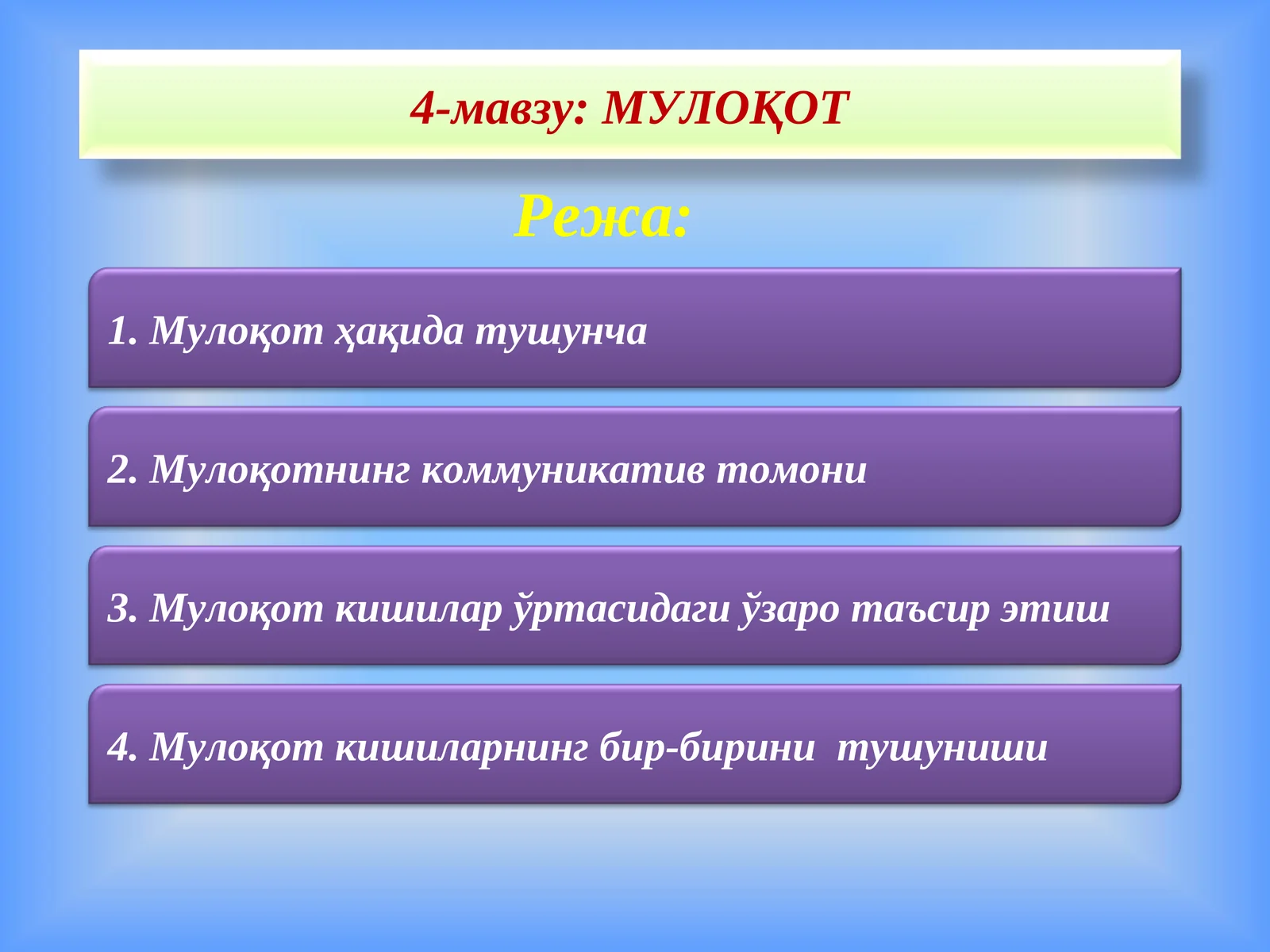 МУЛОҚОТ 1