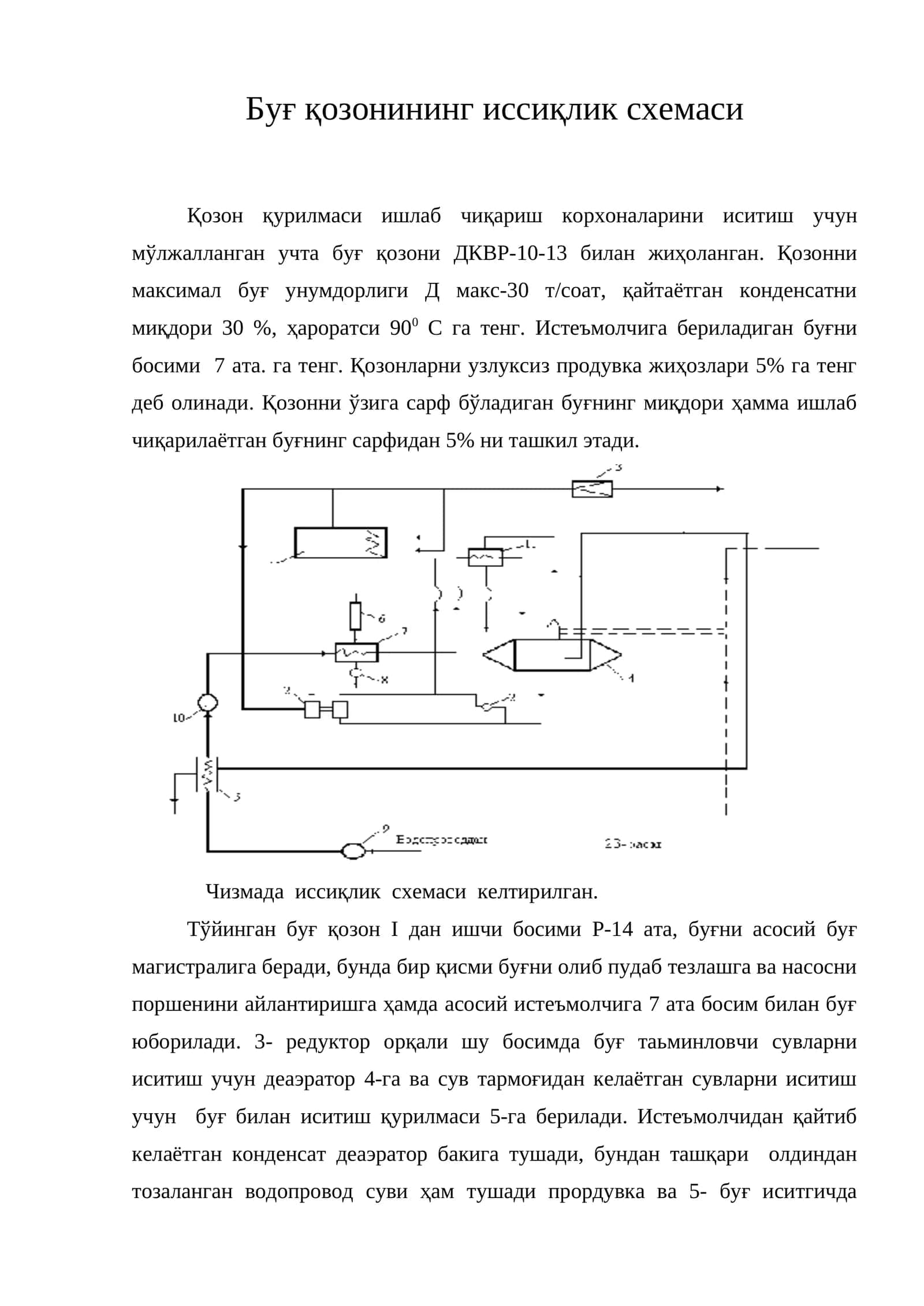 Буғ қозонининг иссиқлик схемаси 1