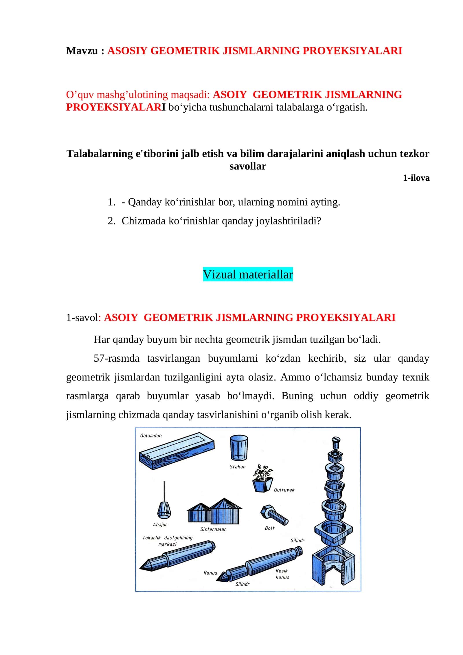 ASOSIY GEOMETRIK JISMLARNING PROYEKSIYALARI.doc 1