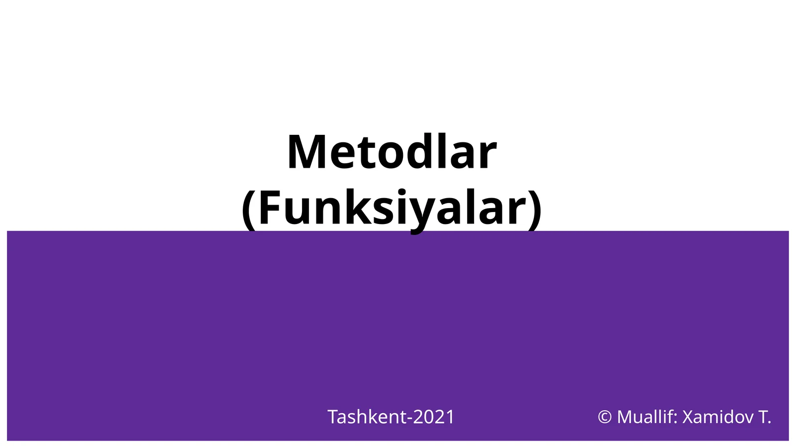 Metodlar(Funksiyalar) 1