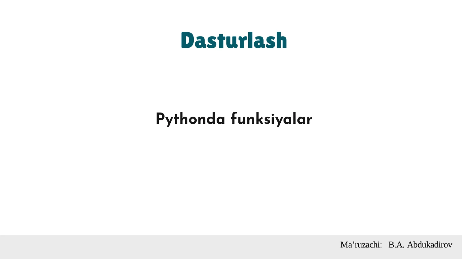 Pythonda funksiyalar 1