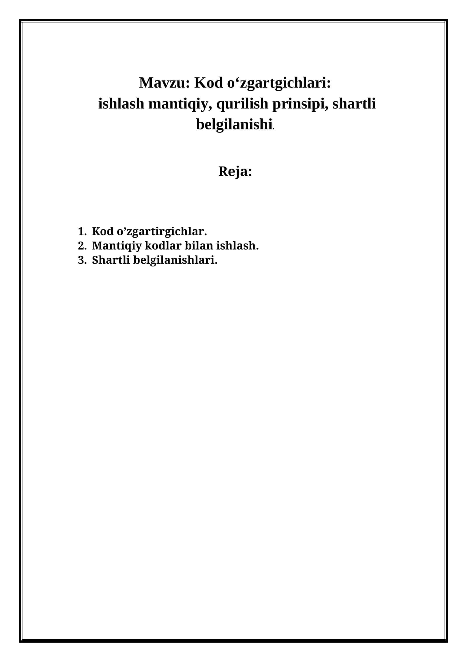 Kod o‘zgartgichlari 1
