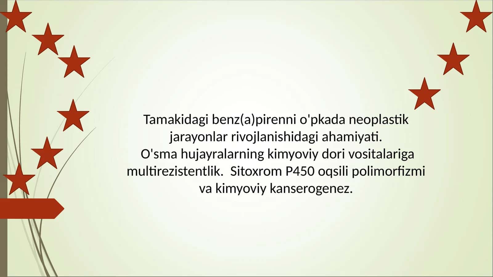 Tamakidagi benz(a)pirenni o'pkada neoplastik jarayonlar rivojlanishidagi ahamiyati 1