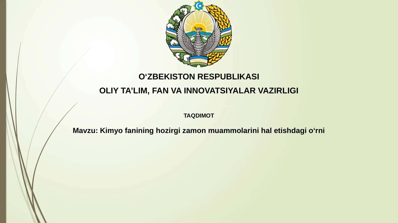 Kimyofanining hozirgizamon muammolarini hal etishdagi oʻrni 1