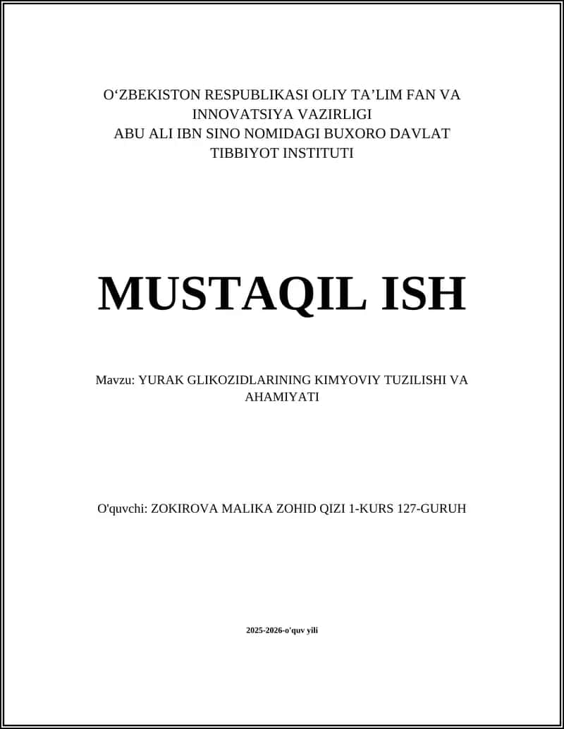 Yurak Glikozidlarining Kimyoviy Tuzilishi 1