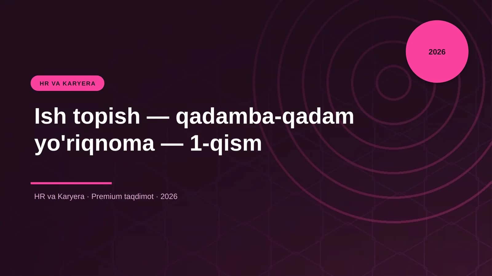 Ish topish — qadamba-qadam yo'riqnoma — 1-qism 1