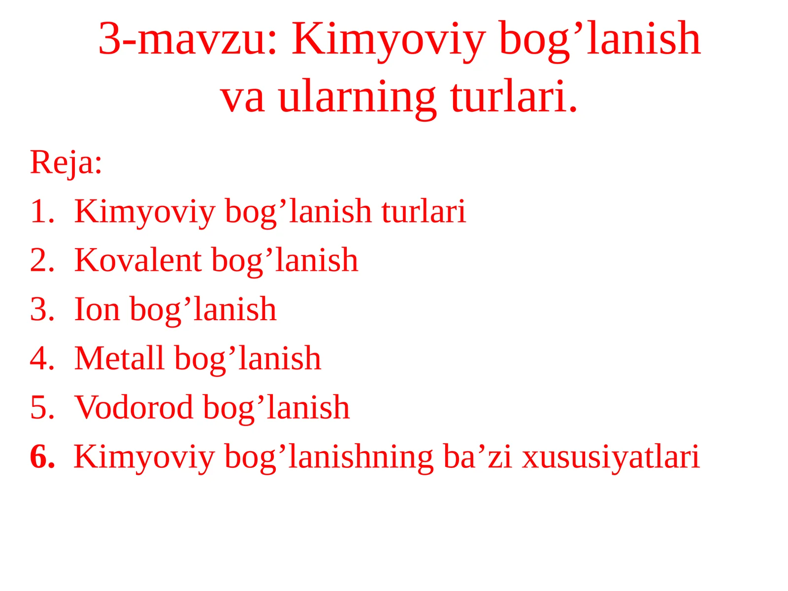 Kimyoviy bog’lanish va ularining turlari 1
