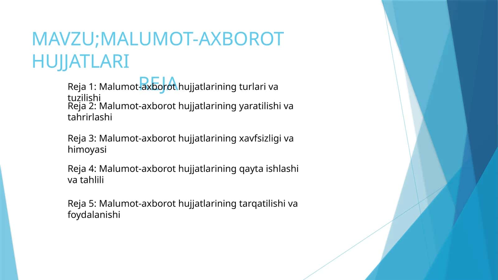 MALUMOT-AXBOROT HUJJATLARI 1