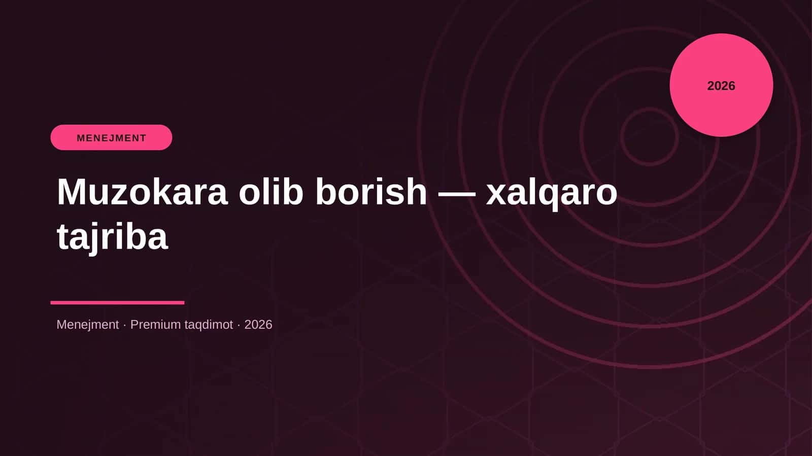 Muzokara olib borish — xalqaro tajriba 1