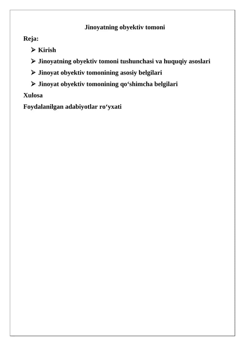 Jinoyatning obyektiv tomoni 1