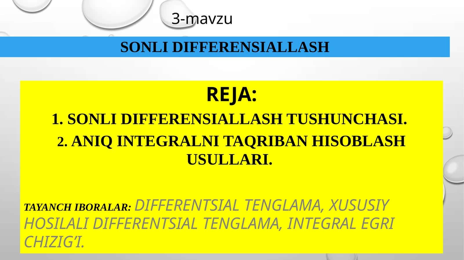 Sonlidifferensiallash 1