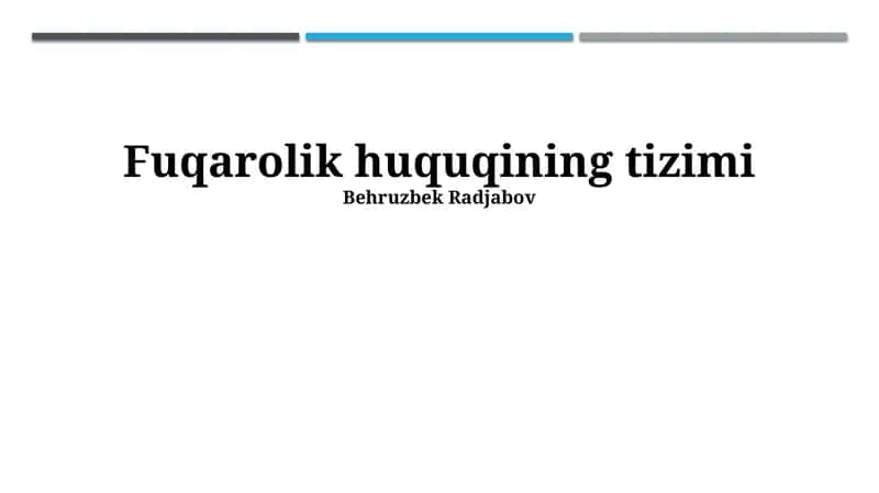 Fuqarolik huquqining tizimi 1