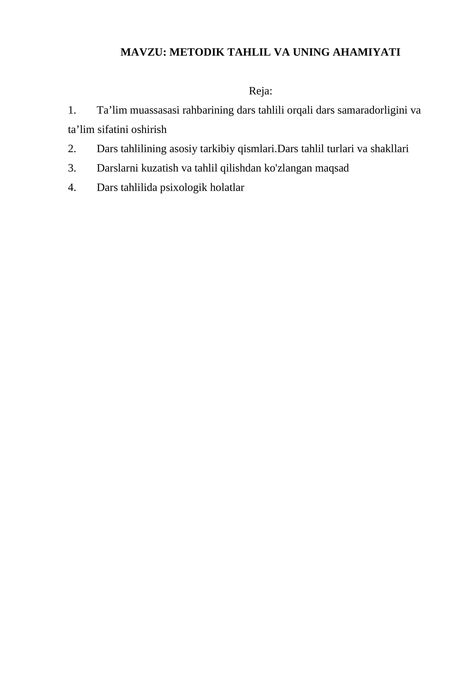 METODIK TAHLIL VA UNING AHAMIYATI 1