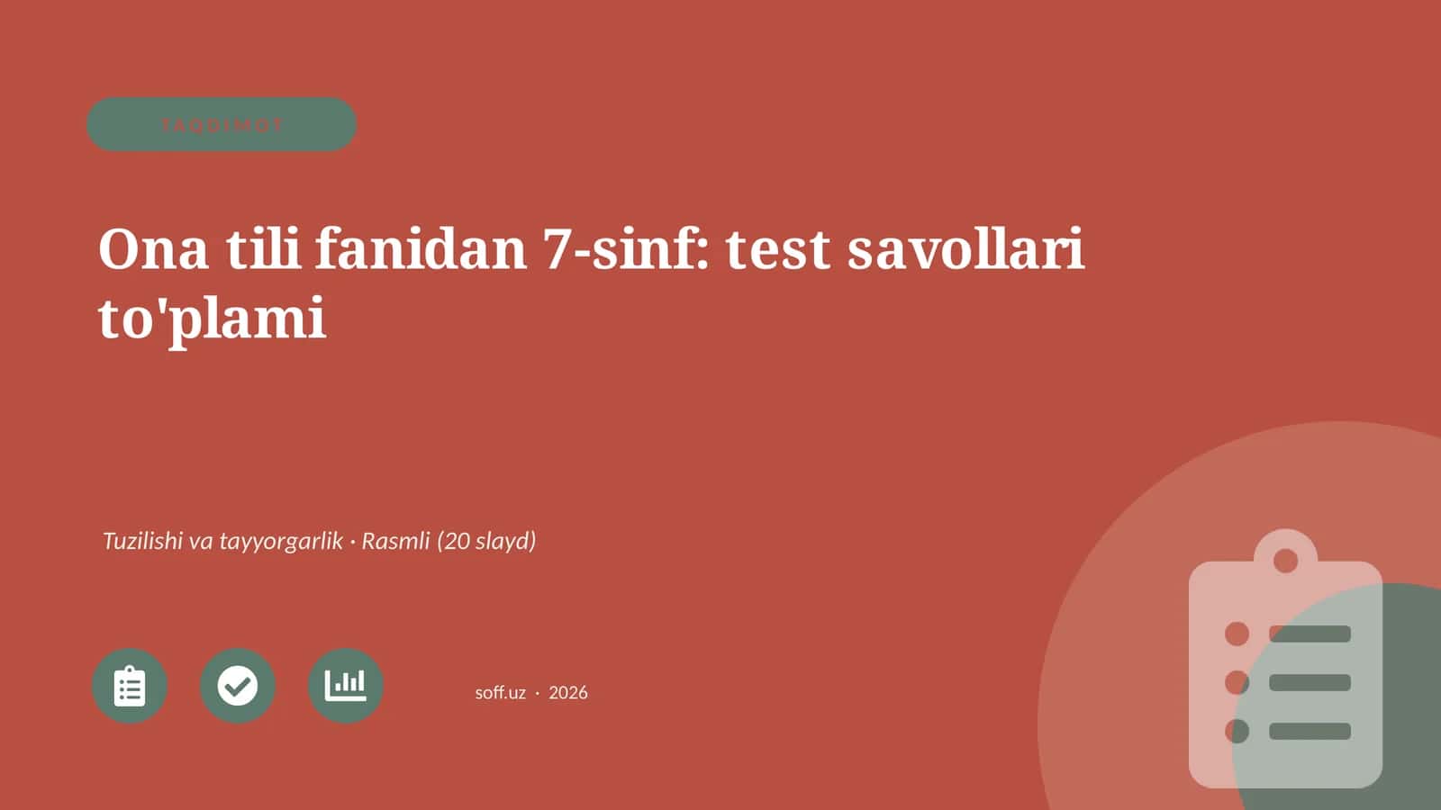 Ona tili fanidan 7-sinf: test savollari to'plami 1