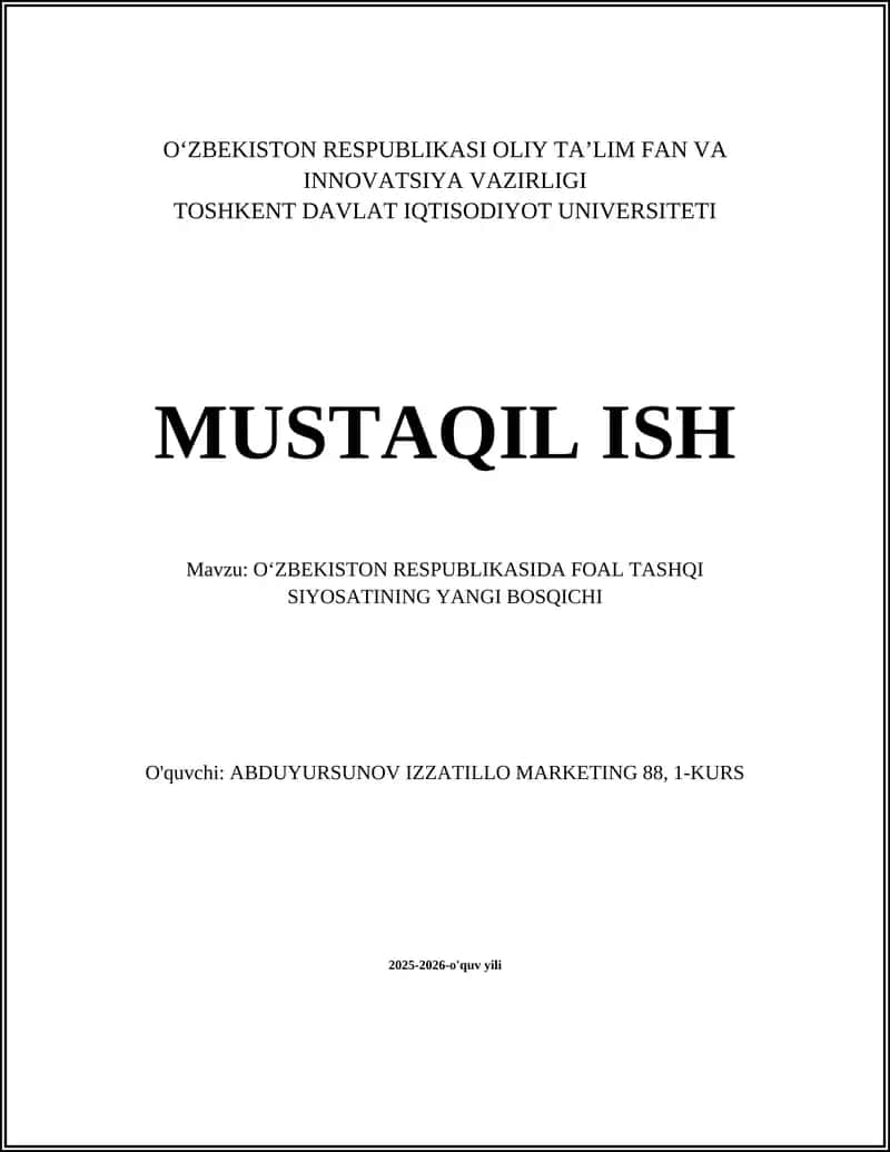 OʻZBEKISTON RESPUBLIKASIDA FOAL TASHQI SIYOSATINING YANGI BOSQICHI 1