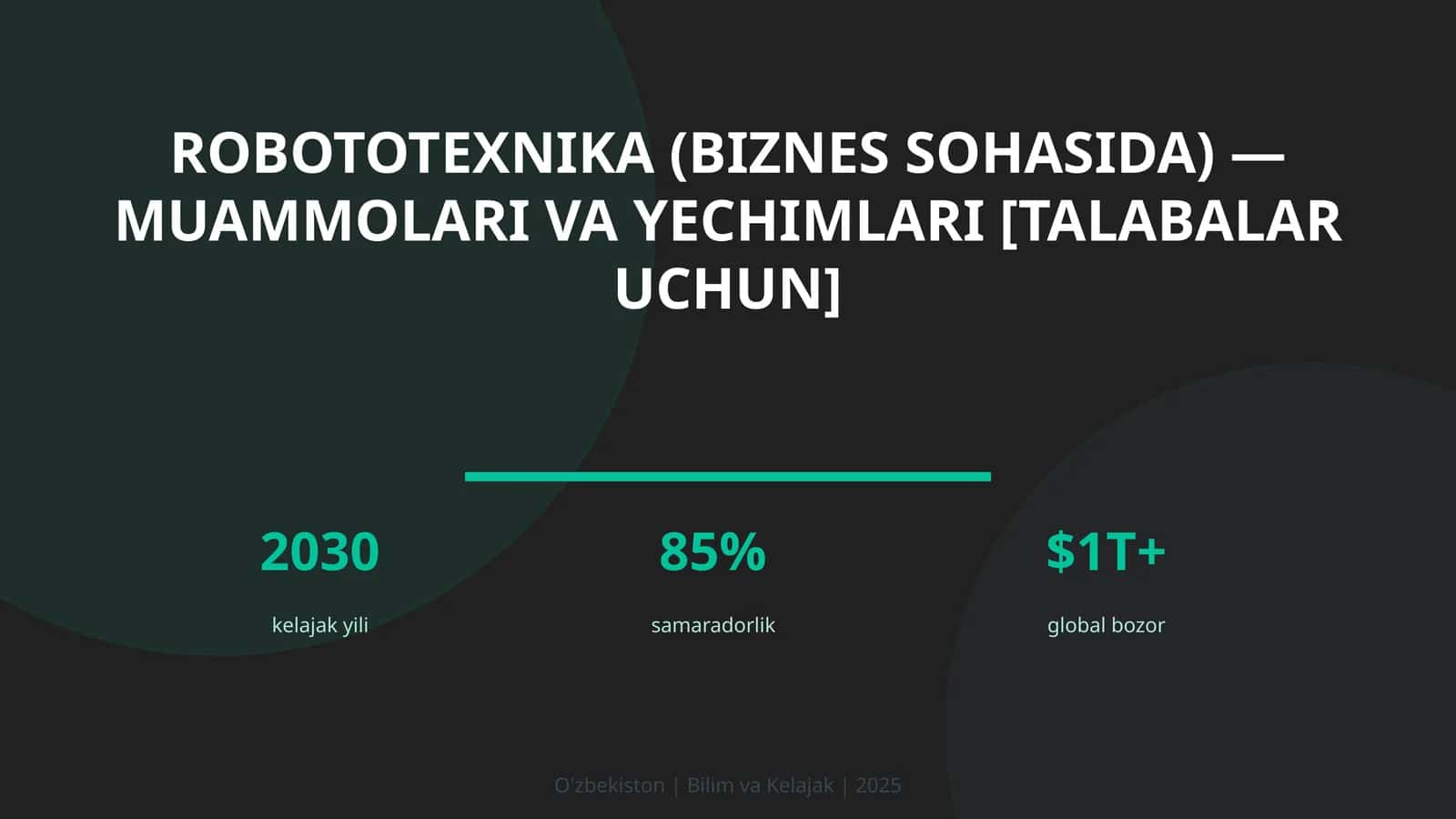 Robototexnika (biznes sohasida) — muammolari va yechimlari [talabalar uchun] 1