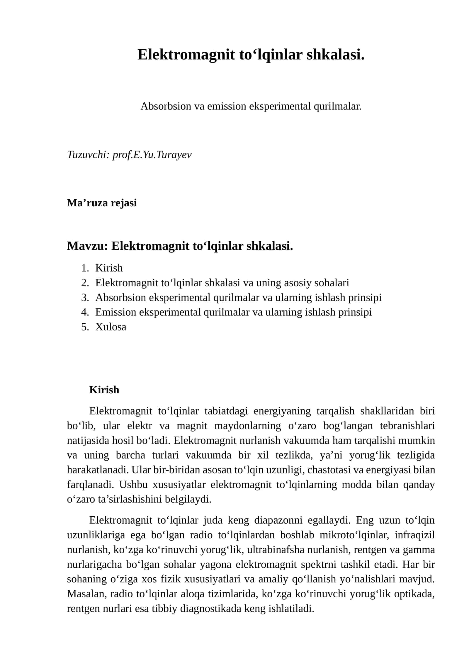 Elektromagnit to‘lqinlar shkalasi 1