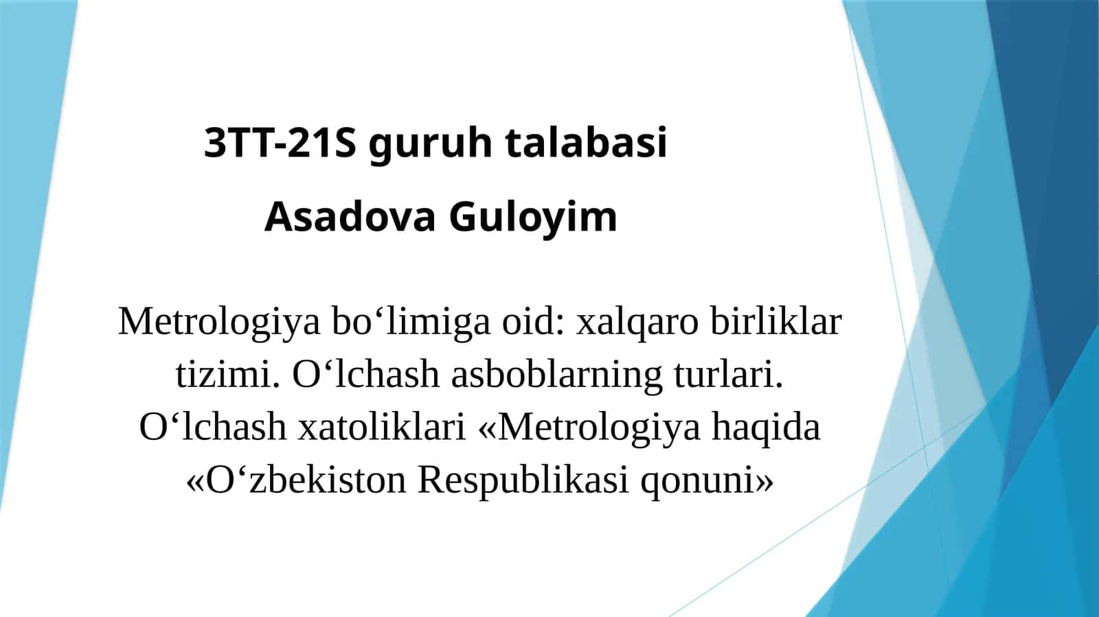 Metrologiya bo‘limiga oid: xalqarobirliklar tizimi 1