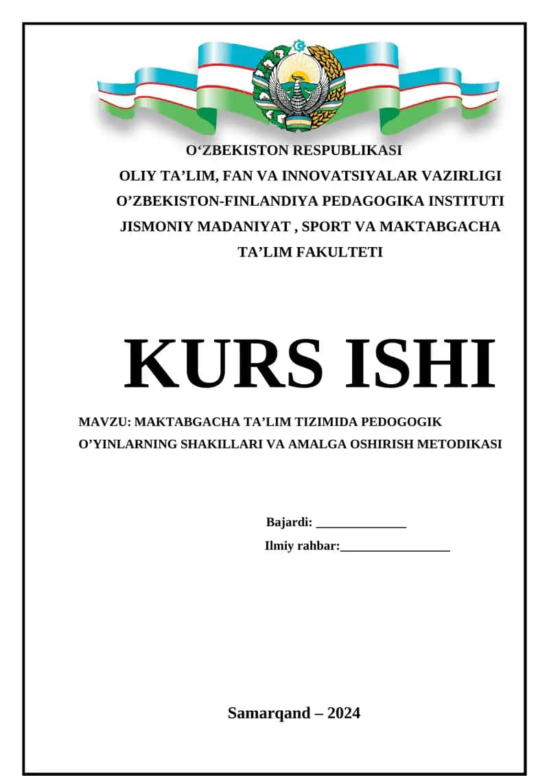 MAKTABGACHA TA’LIM TIZIMIDA PEDOGOGIK O’YINLARNING SHAKILLARI VA AMALGA OSHIRISH METODIKASI 1