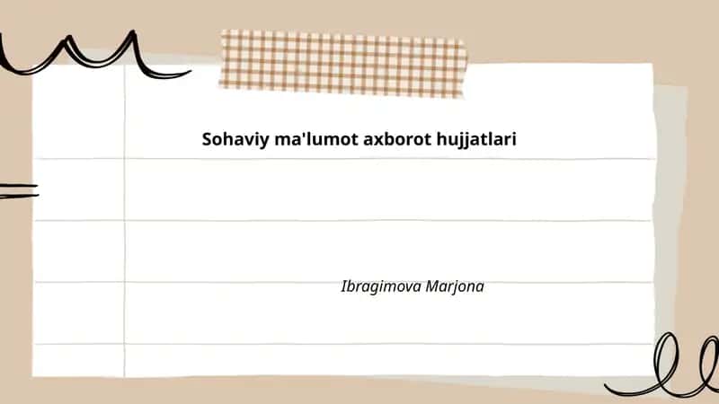 Sohaviy ma'lumot axborot hujjatlari 1