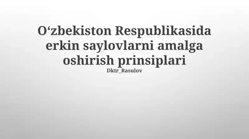 Erkin saylovlarni amalga oshirish prinsiplari 1