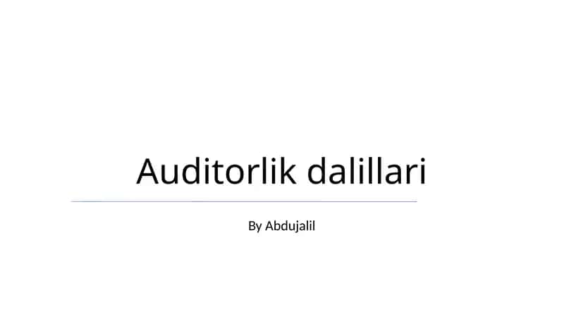 Auditorlik dalillari 1