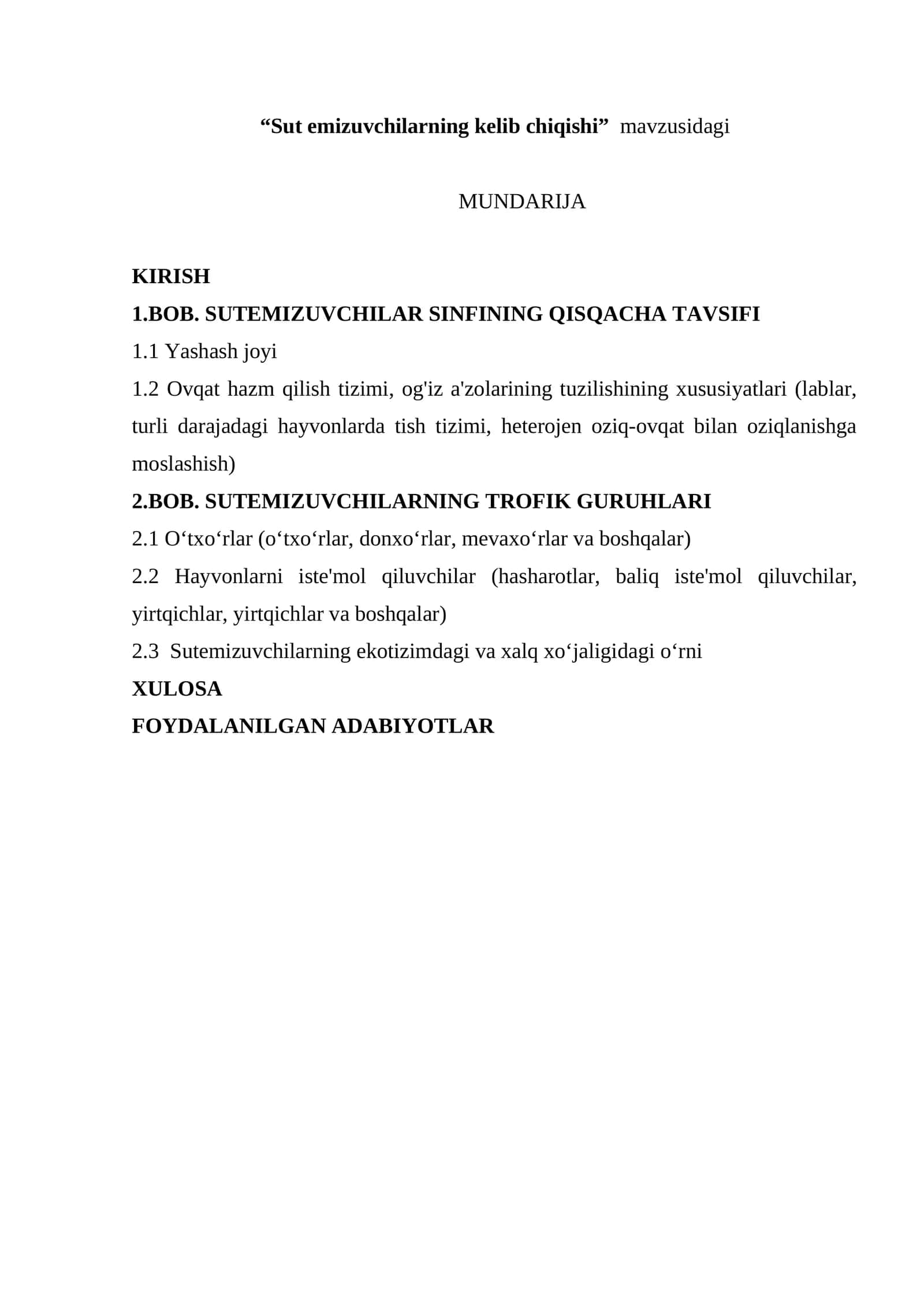 Sut emizuvchilarning kelib chiqishi 1