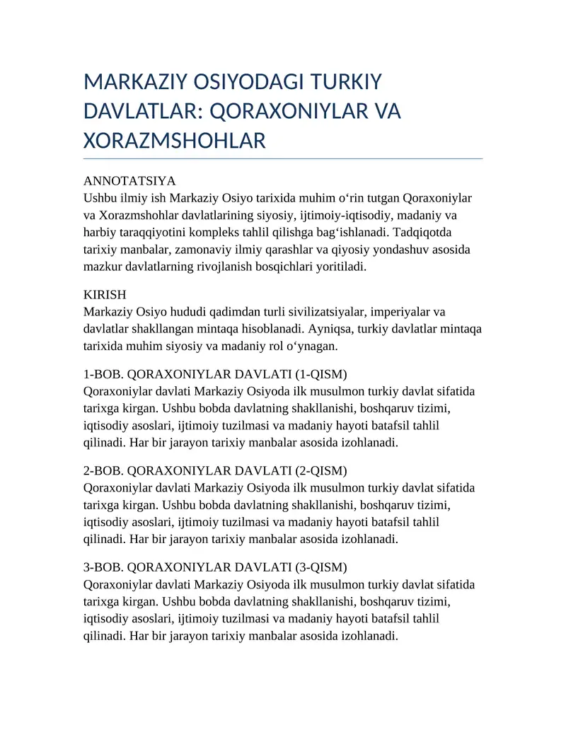 Qoraxoniylar va Xorazmshohlar 1