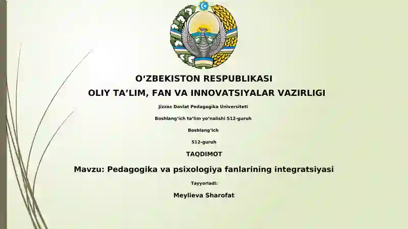 Pedagogika va psixologiya fanlarining integratsiyasi