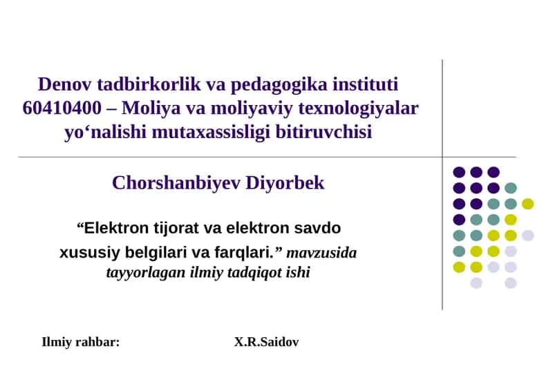 Elektron Tijorat va Elektron Savdo Xususiy Belgilari va Farqlari 1