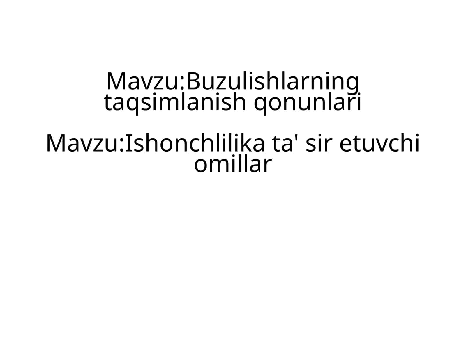 Buzulishlarning taqsimlanish qonunlari 1