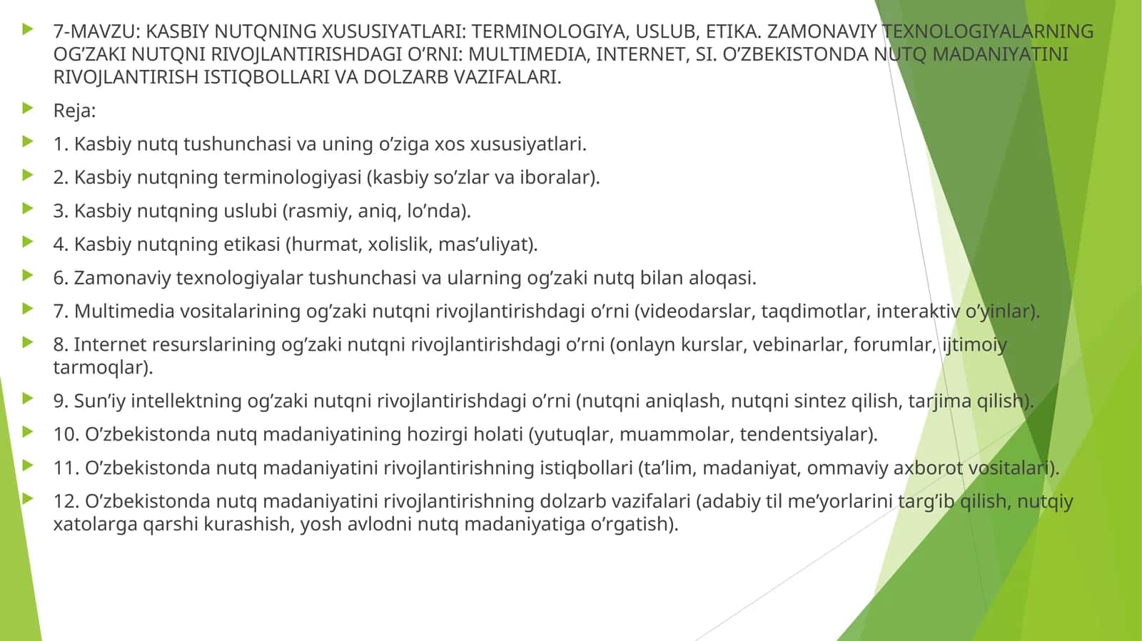 KASBIY NUTQNING XUSUSIYATLARI 1