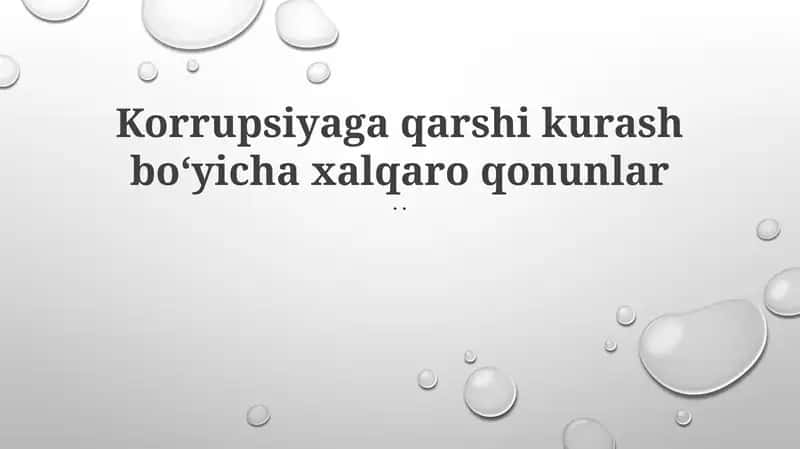 Korrupsiyaga qarshi kurash boʻyicha xalqaro qonunlar 1