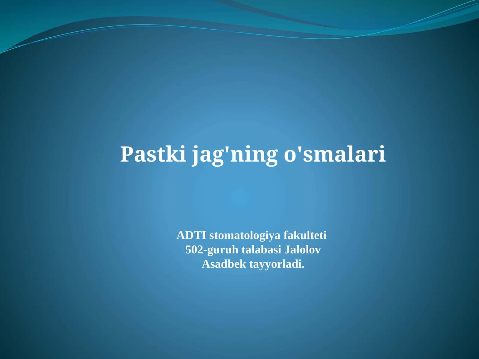 Pastki jag'ning o'smalari 1