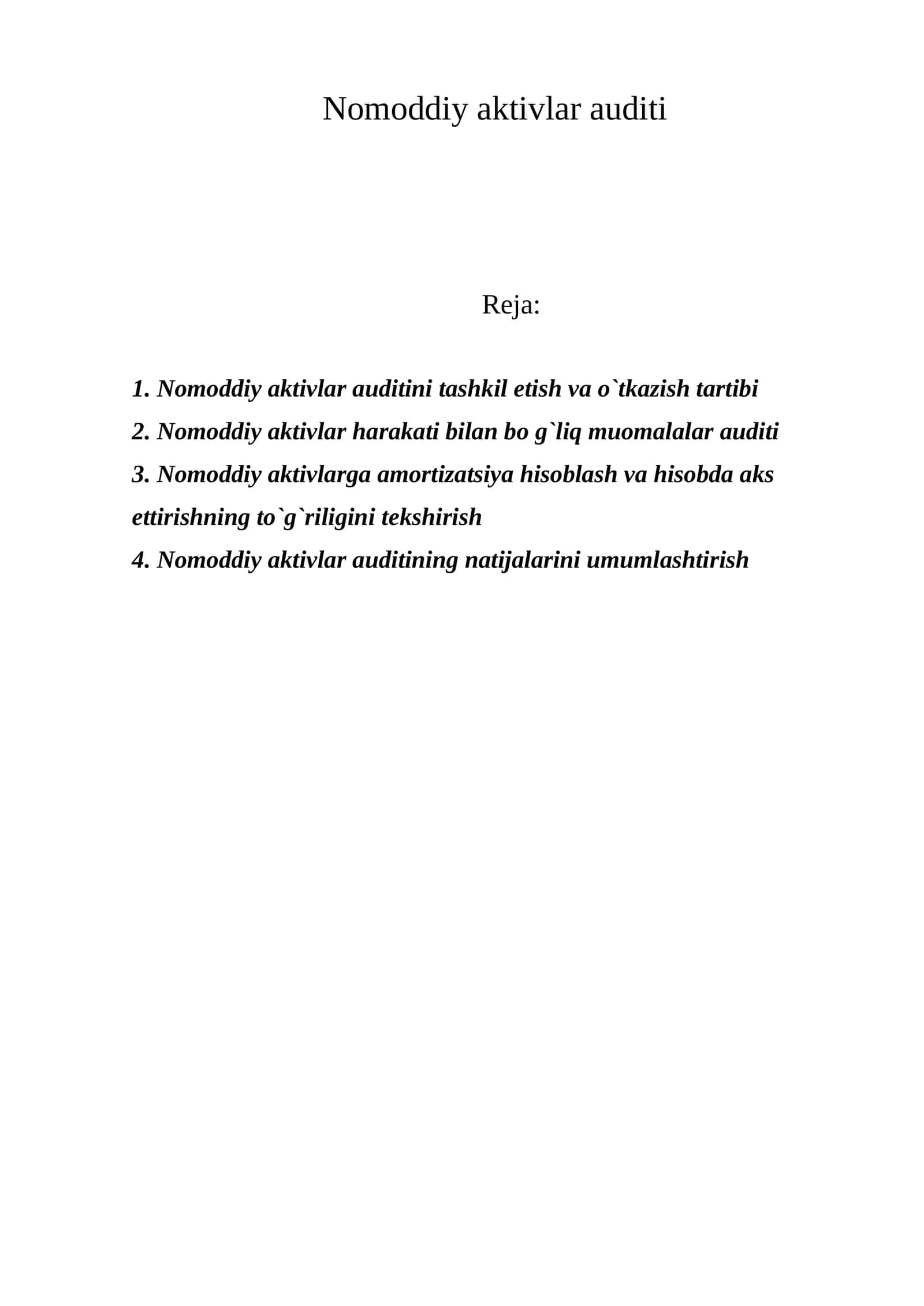 Nomoddiy aktivlar auditi 1