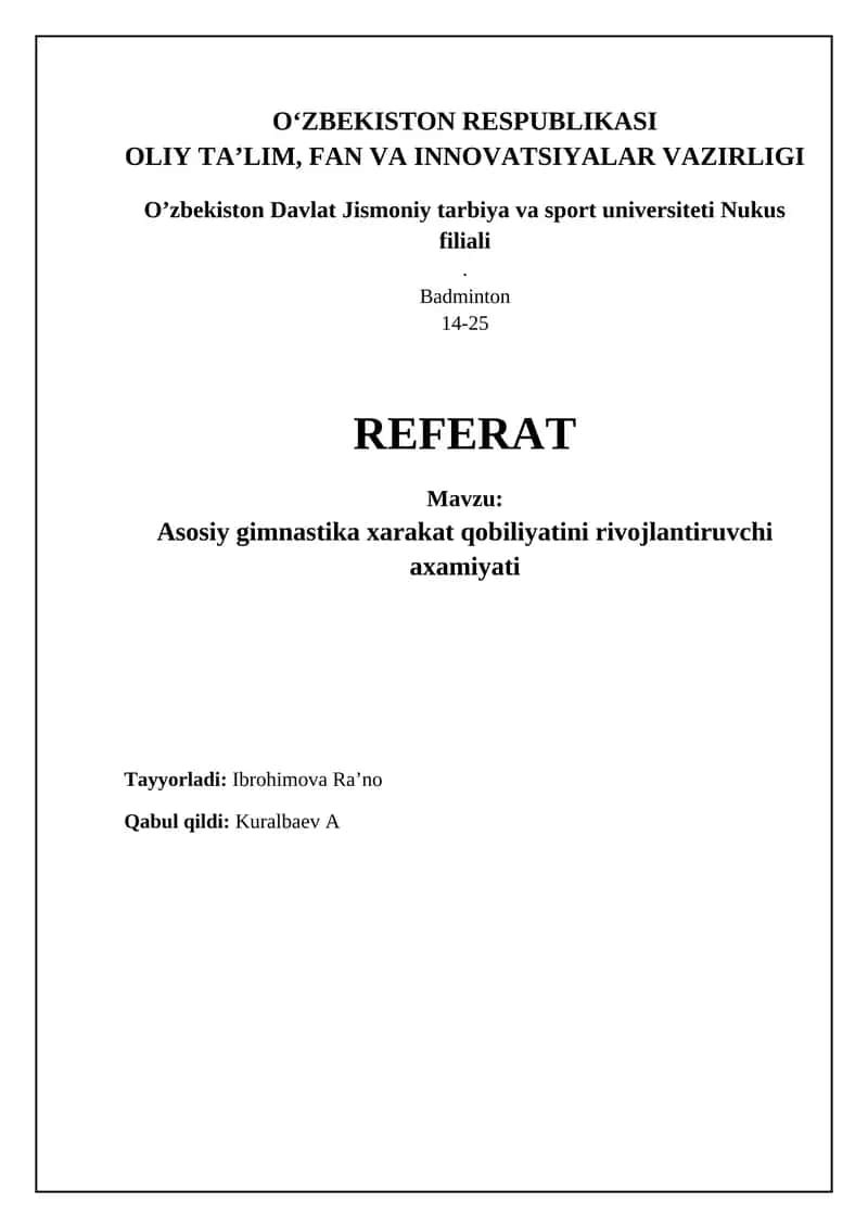 Gimnastika asoslari: Harakat qobiliyatini rivojlantirish kaliti 1