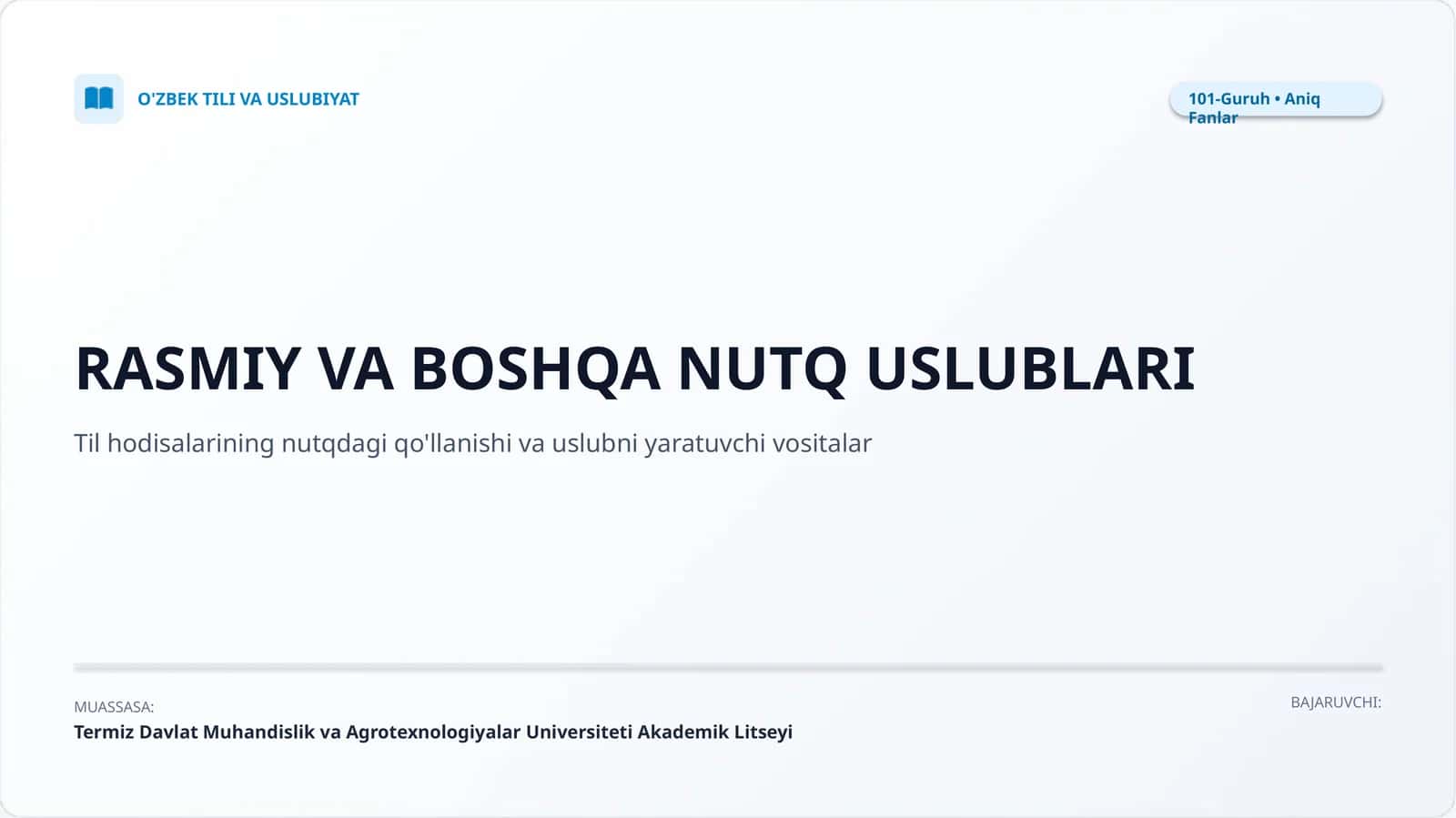 RASMIY VA BOSHQA NUTQ USLUBLARI 1