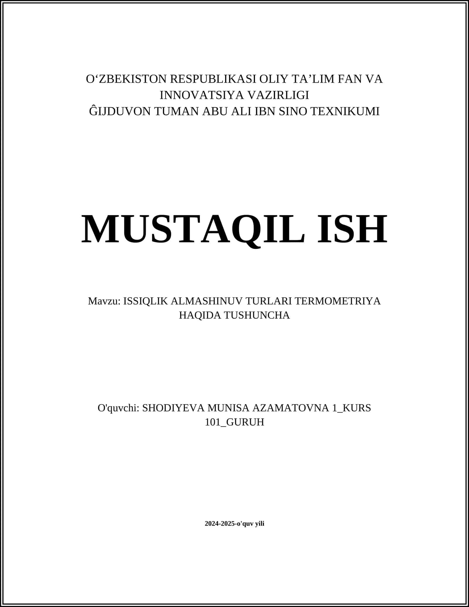 ISSIQLIK ALMASHINUV TURLARI TERMOMETRIYA HAQIDA TUSHUNCHA 1